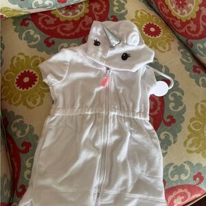 Carter's White Unicorn Hooded Kids Swim Cover-Up